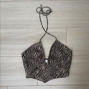Zebra Print Halter Top